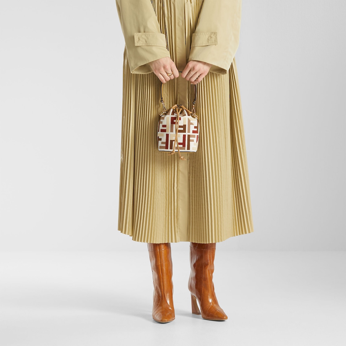 FENDI Mon Tresor Canvas mini-bag with multicolor FF embroidery - Image 6